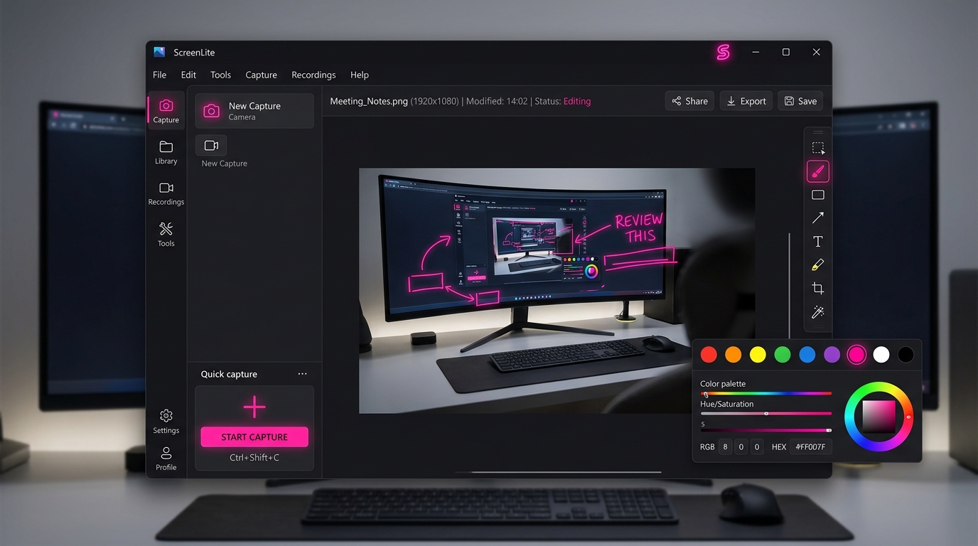 ScreenLite App Interface Showcase
